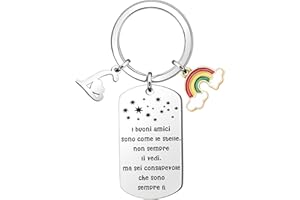 bifriend Regalo portachiavi di Amicizia,Promemoria Argento A-Z 26 Iniziale Ciondolo Portachiavi Per Amici Sorelle Colleghi Compleanno Natale Diploma Lunga Distanza