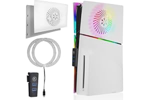 Auniq PS5 SIim Faceplates with Cooling Vents & RGB Light, Upper Half Replacement Face Plate Side Plates With HUB Extender, PS5 SIim Replacement Shell Cover Plates for PS5 Slim Digital & Disc Edition