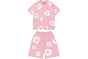 VPQILH Denim Tears Tuta da Donna Uomo Estiva Vendita, Completo Tuta con Stampa de Uomo, Maniche Corte T-Shirt e Pantaloncini Set da Unisex Comodo Sets Estivo, Hip Hop Stilistico, per Casual Fitness Jogging