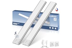 GLUROO Luce LED Sottopensile 30CM, Luce Armadio LED con Sensore, 3 Temperature di Colore Dimmerabile, USB C Ricaricabile, LED Sottopensile Cucina per Cucina, Corridoio, 2 Pezzi