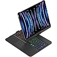 kaidisen 360° Rotatable iPad Pro 13 inch M4 Keyboard Case with Touchpad and 7 Color Backlight Foldable Backlit Keyboard 360 Rotating,Black
