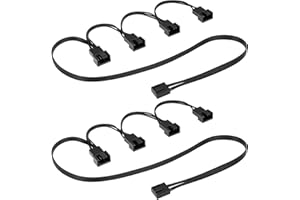 Ancable Lot de 2 câbles répartiteurs PWM ventilateur, 1 connecteur 4 broches vers 4 broches mâle, câble d'extension