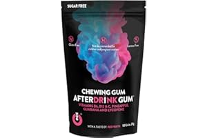 WUGUM - Chicle AfterDrink - Chicle Funcional para revitalizar la mente y el cuerpo - Aliviar resaca, dolor cabeza y cansancio - Sabor a Frutos rojos - Recomendación 2 chicles/día - Contiene 10 chicles