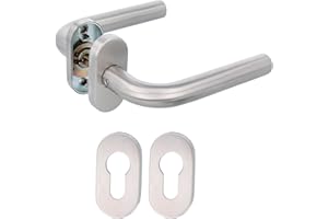 Amig - 9954 Handle Set, 4 Inches | 2-Pack with Matte Finish and Keyholes | Durable 18/8 Stainless Steel, Rust-Resistant | Easy Install, Includes Screws, Matte Steel, Stainless Steel