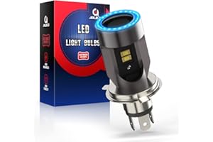 AOLEAD H4 LED per Moto con Occhi Angelo, 6400LM Lampada DC 12V, 1 Confezione