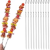 Auckpure Grillspieße Edelstahl, 12 Stück Schaschlikspieße Edelstahl, Wiederverwendbare Spieß Stöcke, 40 cm Schaschlikgrill fü