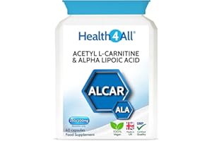 Health4All Acetyl L-Carnitine 250mg & Alpha Lipoic Acid 200mg 60 Capsules, Vegan ALCAR & ALA Supplement for Brain Health, Memory, Focus and Mental Clarity | Made in UK