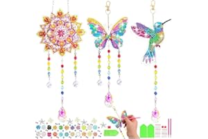 QHPBUY Geschenke für Mädchen 6 7 8 9 10 11 Jahre, Bastelset Kinder ab 5 Jahre, Diamond Painting Windspiel Spielzeug 5-12 Jahre, DIY Sonnenfänger Kristalle Aufhängen für Kinder Windspiel Basteln