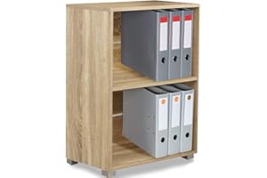 BAKAJI Libreria Scaffale Vela 2 Ripiani Archiviazione documenti e faldoni Mobile Casa Ufficio Libri Biblioteca Armadio con Mensole Interno Scaffalatura da terra Struttura in Legno (Quercia)