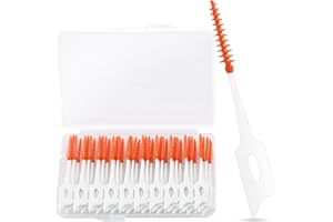 Prasacco 40 pezzi Spazzole interdentali Teepee Spazzolino per stuzzicadenti per filo interdentale in arancione con custodia per la pulizia dei denti