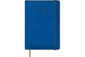 Dohe - Agenda 2026 - Día Página, A5 (15x21 cm), Tapa Dura de Polipiel, Cierre de Goma, Marcapáginas, 12 Meses Enero a Diciembre, Planificador Anual en Español - Samba Azul