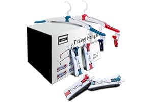 KAJKEY Cintres Plastiques Portables, 6 Pièces, Cintres Pliables de Voyage, Gain de Place, Cintre Pliant Pivotant Antidérapan, Gain de Place en Voyage, 360 ° Antidérapant Cintres Pliants (Rouge, Bleu)