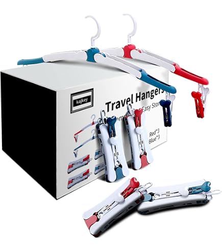 12 Cintres Voyage Pliables NEUSID - Compact, Léger, Anti-dérapant - Multicolore - Parfait Valise Ou Rangement