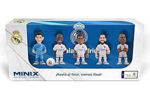 MINIX - Real Madrid - Pack de 5 - Figurines à Collectionner 7cm - B (Courtois/Vinicius/Bellingham/Carvajal/Mbappé)