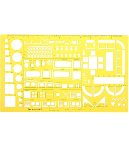 Stampo Righello Per Disegno Tecnico - Bulloni E Dadi In Plastica Morbida K, Arancione Trasparente, 21x10cm, EsportsMJJ