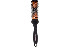 Denman (Small) Thermo Ceramic Hourglass Hot Curl Brush - Hair Curling Brush for Blow-Drying, Straightening, Defined Curls, Volume & Root-Lift - Orange & Black, (DHH2EORG)