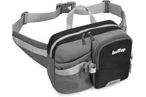 ‎BUFFUP buffup® Bauchtasche mit flaschenhalter,hüfttasche Sport für Outdoor hundetraining Radfahren wandern Laufen,gürteltasche Damen Herren groß