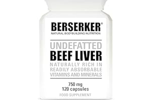 BERSERKER SUPPLEMENTS Berserker Desiccated Beef Liver Supplement 750mg per Capsule 120 Capsules, Un-defatted to Provide Full Absorption of Naturally Occurring Vitamins and Minerals Found in Beef Liver | Made in The UK
