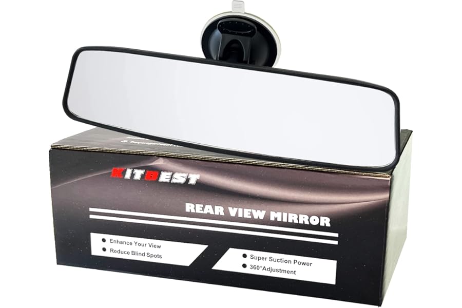KITBEST Rear View Mirror Learner Driving Instructor Examiner Mirror Car Interior Mirror Wide Angle Adjustable with Suction Cup for Car SUV Trucks 240 X 64mm