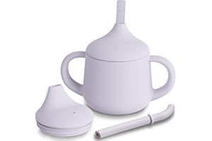 Moonkie Tazza in silicone per bambini da 6 mesi, 2 cannucce (con e senza valvola), 120 ml, 3 livelli, BPA-free, anti-perdita