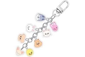 AOOTUERL Porte Clé Stray Kids, Porte Clé AnimeStray, Kids Skzoo Porte-clés Acrylique, Porte Clef Acrylique Cartoon Double face Pendentif, Skz Kawaii Keychain, Cadeau pour Enfants et Les Fans d'Anime