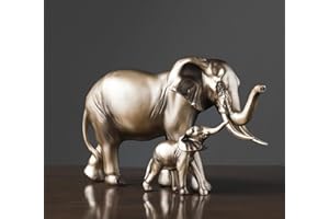 JXCBXJ Resin Elephant Statues,Elephant Home Decor Statue,Elephant Decor Brings Good Luck,Mother and Child Elephant Gift,Bookshelf Decor, Living Room Decorations, TV Stand Decor.