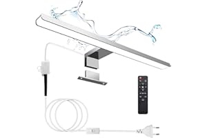 KYOTECH Lampe LED pour Miroir de Salle de Bains avec Interrupteur 12W 40cm 800LM IP44 Dimmable 3000-6500K Slim Bain Lumière Moderne avec Télécommande