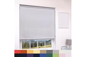 GENERIC Deluxe Daylight Roller Blinds Light Filtering Premium Fabric Easy Fit Metal Brackets Bedroom Living Room Office Child Safe 160cm Length Trimmable Light Grey 180cm