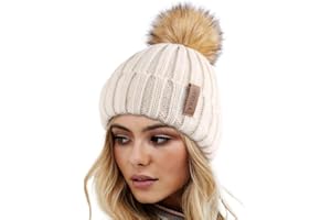 FURTALK Winter Hats for Women Double Layer Fleece Line Beanie Hat with Bobble Pom Pom Hats