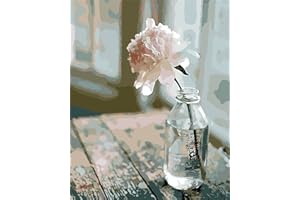 YEESAM ART Paint by Numbers for Adults Beginner, Flower in a Glass Bottle 16x20 Inch Linen Canvas Acrylic DIY Number Painting Kits for Home Wall Decor