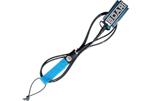 iBOARD Correa para tabla de surf de 7 mm, cuerda recta de poliuretano de 7/8/9 pies, 3 capas de adhesivo mágico de alta calidad, con doble cabezal giratorio de acero inoxidable (azul y gris)