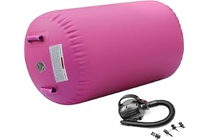 LUBAKED Air Roller Gymnastics Barrel Inflatable Air Roller Barrel with Pump, Tumbling Mat Gym Tumble Track Backhandspring Trainer for Exercise Training Yoga Backflip