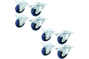 TEGO PRO 2 Satz 100 mm BLUE WHEELS Lenkrollen mit Bremse/Feststellbremse + Bockrollen Transportrollen Schwerlastrollen 135 kg/Rad Blau - INDUSTRIEQALITÄT ECO (2 Satz Brems/Bock)