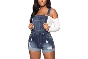 ORANDESIGNE Damen Kurze Jeans Latzhose Denim Overall Jumpsuit Playsuit Jeans Hosenanzug Romper