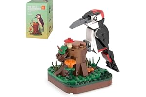 MEIEST Mini Animales Juego de Bloques de Construcción,Lindo Simulación Pájaros Colección BAU Ladrillo Juguetes, Decoración del Hogar, 6+ (Pájaro carpintero)