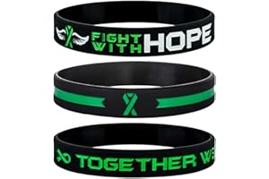 Sainstone Get Well Soon Gifts Green Awareness Ribbon Bracelets with Motivational Quote - Fight With Hope, Together We Fight, Cancer & Cause Wristbands for Men Women Patients Survivors