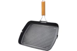 MAURY'S GRANDI MAGAZZINI ITALIANI DAL 1982 Maury's Bistecchiera In Alluminio Pressofuso Antiaderente Con Manico In Legno 36 x 26 cm