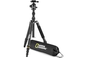 National Geographic NGTR002T - Travel Kit Treppiede con Monopiede, Alluminio, Gambe 5 Sezioni, Twist Lock, Sacca Trasporto, Carico Fino a 8 kg, Testa a Sfera, Sgancio Rapido, Nero [Esclusiva Amazon]