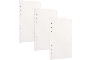 PALUDO 3 Packungen A6 Nachfüllpapier, 135 Blätter Kariert, 6 Löcher Nachfülleinlagen Loose Notizpapier für Filofax Bullet Ringbücher Notizen Skizze