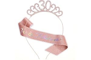 MIOSJI 30th Birthday Sash and Crystal Tiara Birthday Crown for 30th Birthday Decorations Women Birthday Gift Party Accessories
