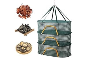 ZJILIXIA Hängendes Trockennetz Mit Reißverschluss,Trockennetz Kräuter,Mesh Trockennetz,Faltbar Kräutertrockner Mit Reißverschlüssen,Für Trocknen Von Samen Fisch Gemüse Obst Kräuter (Dunkel Grün, 3-Lagiges)