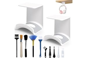 BITEFU 2 pezzi supporto per cuffie da parete, supporto per cuffie bianco con 10 strumenti per la pulizia di più dispositivi, scrivania, muro, cuffie da gioco
