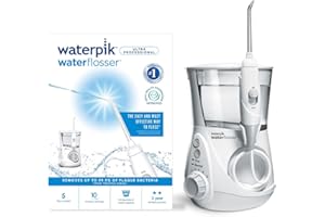 Waterpik Ultra Professional Water Flosser, 5 Tips, Advanced Pressure Control System, 10 Settings, Dental Plaque Removal Tool, White, WP-660UK, 2pin UK Bathroom Plug, Packaging may vary