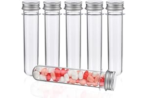 MOCRAFT 30 Plastic Transparent Test Tubes with Screw Cap - 45 ml for Flower Vase, Beads, Sweets, Laboratory