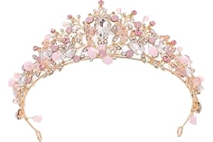 GINDDY Corona Principessa Bambina,Oro Tiara Matrimonio Tiara per Le Donne Strass Regina Principessa Compleanno Tiara Fasce Sposa Halloween Regali di Natale (Rosa)