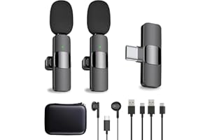 Ryzwoc Lavalier Mikrofon Wireless für Android,kabelloses Plug-Play Mikrofon für Aufnahme,Live Streaming,YouTube,TikTok,Rauschunterdrückung,Keine APP/USB-C(2 Sender)