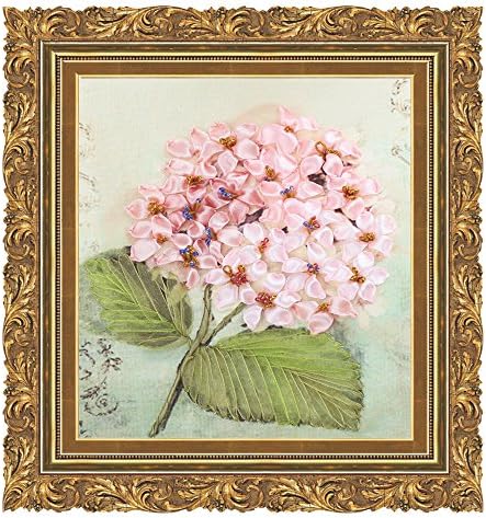 Ribbon Embroidery Kit Little Pink Hydrangea for Beginner Painting Wall Decor Not Include Frame