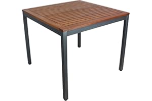 BrackenStyle Dorset 90cm Square Hardwood Outdoor Table - Powder Coated Metal Frame - Commercial Use