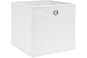 vidaXL 4 x Storage Box Foldable Play Box Shelf Basket Children's Box Folding Box Non-Woven Fabric 28 x 28 x 28 cm White