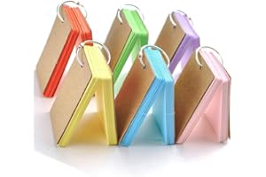 TOP-PINDU Flash Cards, 300 Pcs Blank Revision Cards Index Cards Study Cards Kraft Paper Memo Scratch Pads with Metal Binder Ring, Multicolor, 6 Pack 6 Colors
